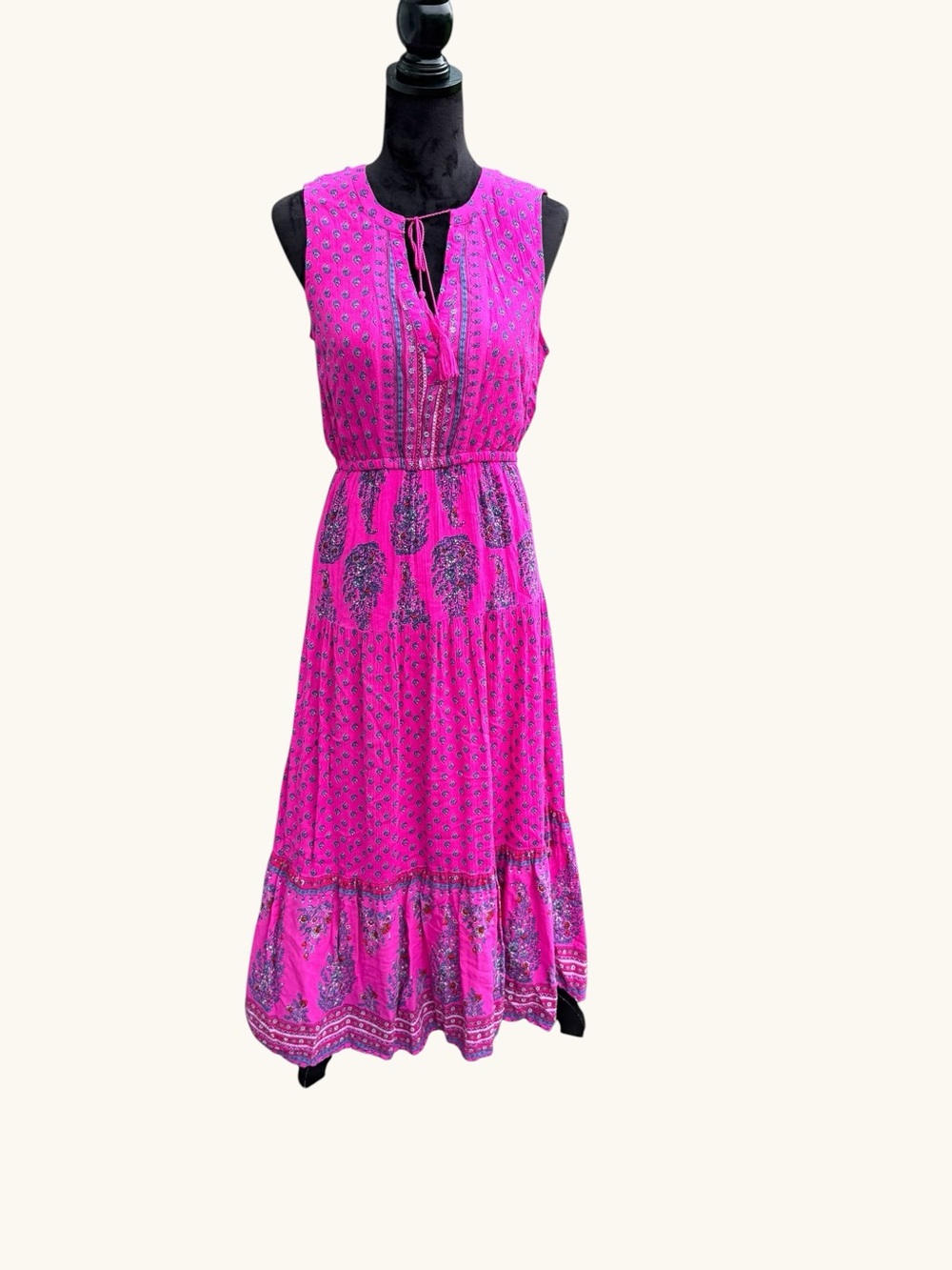 Old‎ Navy Sleeveless Pink Boho Maxi Dress with Tie Neck